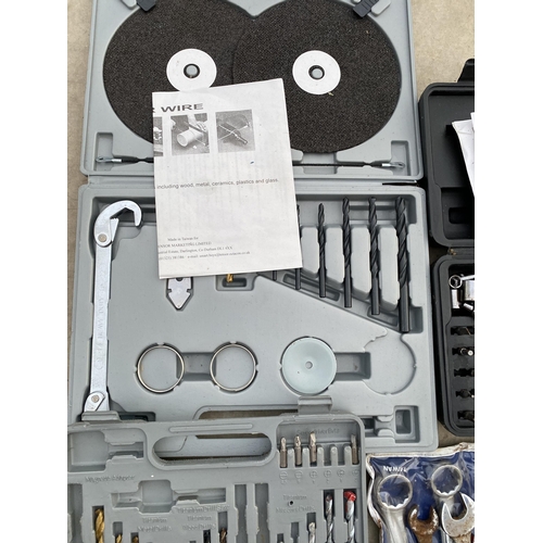 1647 - A POWER CRAFT SCREW DRIVER, SPANNER SET AND DRILL BITS ETC