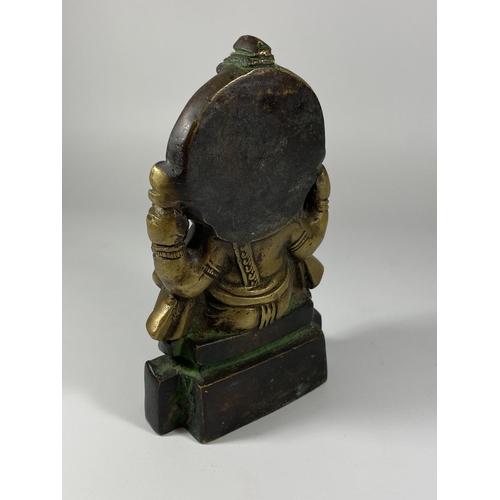 458 - A SINO-TIBETAN BI METAL BRASS & COPPER MODEL OF GANESH, HEIGHT 18CM