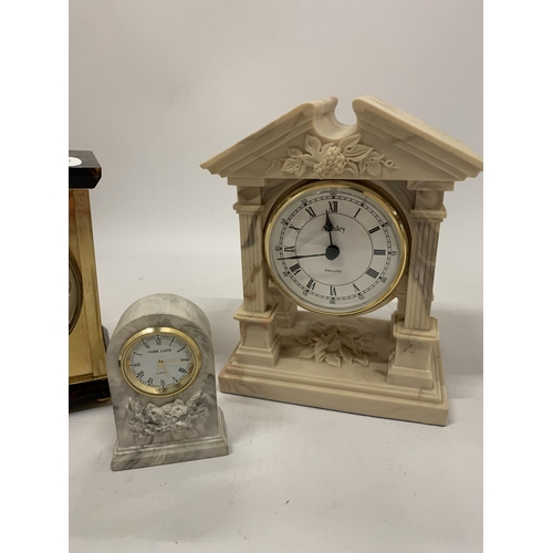 109 - THREE MANTLE CLOCKS TO INCLUDE AYNSLEY, ETC