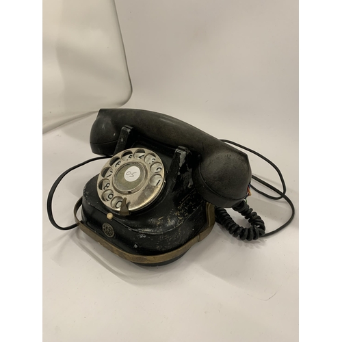 122 - A HEAVY VINTAGE BRASS AND CAST BELGIUM R.T.T. TELEPHONE