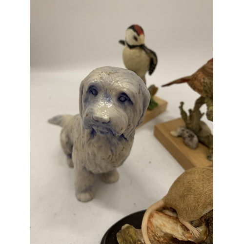 135 - A QUANTITY OF ANIMAL FIGURES TO INCLUDE COUNTRY ARTISTS BIRDS, DOGS AND A MOUSE