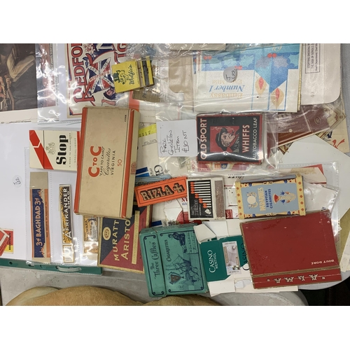 153 - A LARGE QUANTITY OF VINTAGE CIGARETTE PACKETS TO INCLUDE RARE CONGLETON ITEMS, ADVERTISING SHEETS, A... 