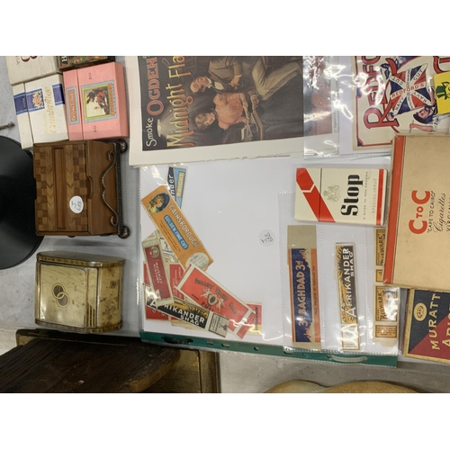 153 - A LARGE QUANTITY OF VINTAGE CIGARETTE PACKETS TO INCLUDE RARE CONGLETON ITEMS, ADVERTISING SHEETS, A... 