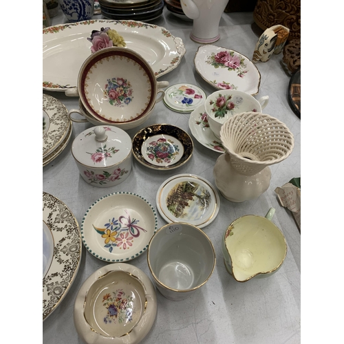 282 - A QUANTITY OF CERAMIC AND CHINA ITEMS TO INCLUDE PLATES, SOUP COUPES, A COFFEE POT, CUP AND SAUCER, ... 