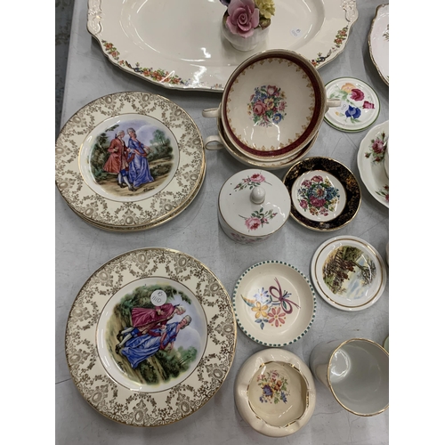 282 - A QUANTITY OF CERAMIC AND CHINA ITEMS TO INCLUDE PLATES, SOUP COUPES, A COFFEE POT, CUP AND SAUCER, ... 