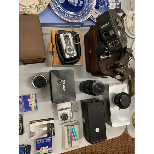 283 - A LARGE QUANTITY OF CAMERAS AND ACCESSORIES TO INCLUDE A BOX ENSIGN 21/4 B WITH CASE, CANON POWER SH... 