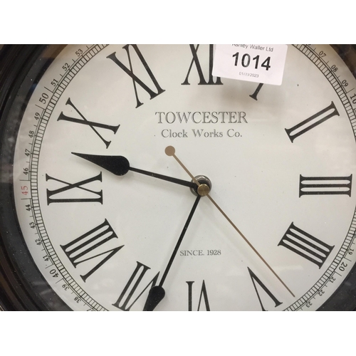 1014 - A VINTAGE STYLE 'TOWCESTER CLOCK WORKS CO' WALL CLOCK