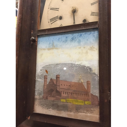 1082 - A VINTAGE JEROME & CO WALL CLOCK IN NEED OF RESTORATION