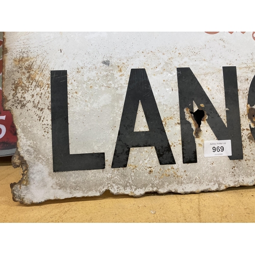 969 - A VINTAGE CITY OF WESTMINSTER 'LANGLEY ST' SW2 SIGN 106.5CM X 29.5CM