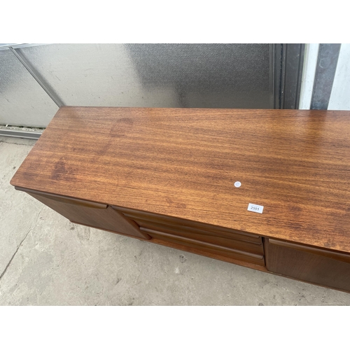 2501 - A RETRO TEAK STONEHILL FURNITURE SIDEBOARD ENCLOSING THREE DRAWERS AND THEE CUPBOARDS, 78