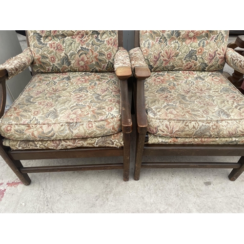 2775 - THREE VARIOUS FIRESIDE CHAIRS AND BEDROOM CHAIR