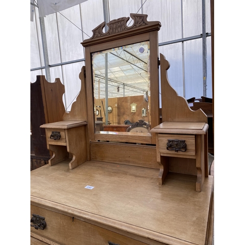 2702 - A VICTORIAN SATINWOOD DRESSING CHEST WITH THREE DRAWERS TO THE BASE, 36