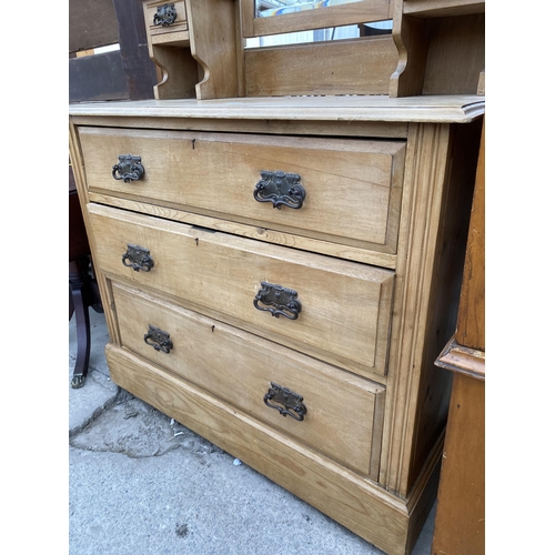 2702 - A VICTORIAN SATINWOOD DRESSING CHEST WITH THREE DRAWERS TO THE BASE, 36