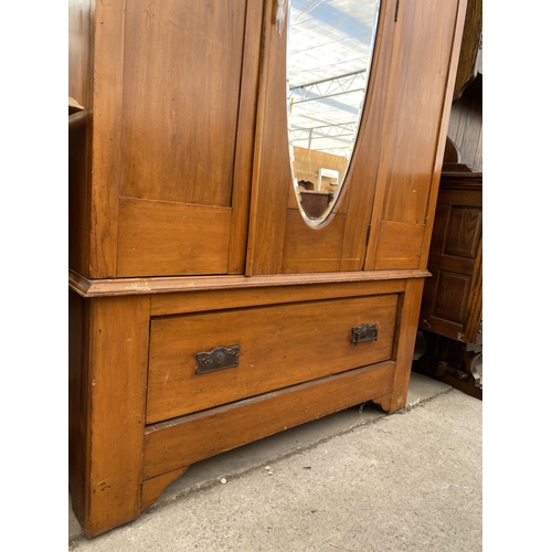 2703 - A VICTORIAN SATINWOOD MIRROR-DOOR WARDROBE, 46