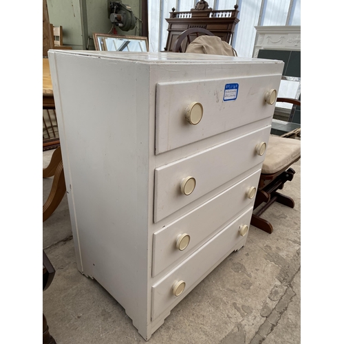 2714 - A WHITE PAINTED CHEST OF FOUR DRAWERS, 27