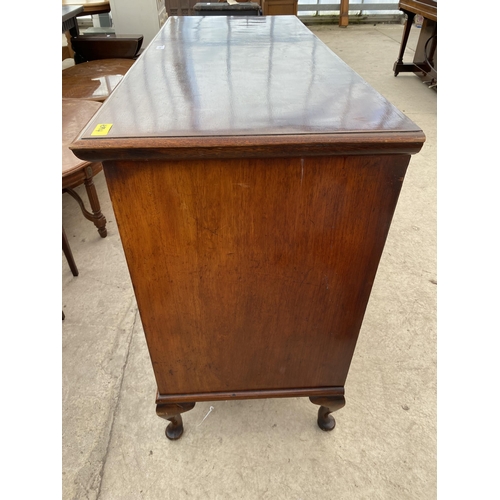 2720 - A 19TH CENTURY MAHOGANY CHEST OF TWO SHORT AND TWO LONG DRAWERS, ON CABRIOLE LEGS, 53