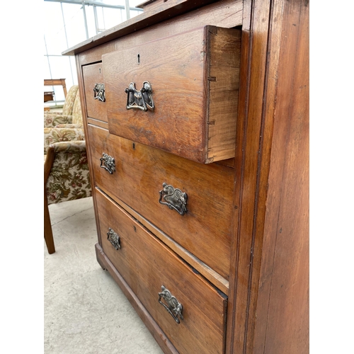 2723 - A VICTORIAN SATINWOOD DRESSING CHEST WITH TWO SHORT, TWO LONG DRAWERS AND FOUR JEWELLERY DRAWERS, 36... 