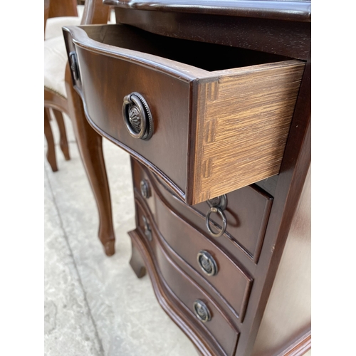 2734 - A SMALL MAHOGANY SERPENTINE FRONTED CHEST OF FOUR DRAWERS, 16