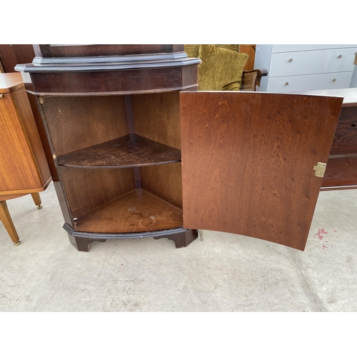 2764 - A MAHOGANY CORNER CABINET WITH GLAZED UPPER PORTION