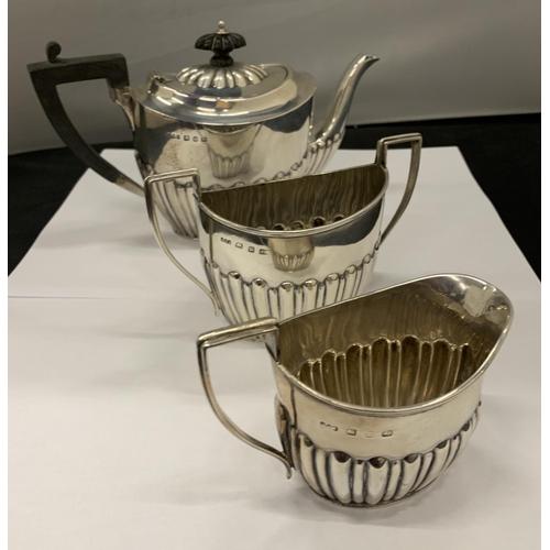 1 - A VICTORIAN SILVER THREE PIECE BACHELOR'S TEA SET, HALLMARKS FOR BIRMINGHAM, 1896, TOTAL WEIGHT 452G... 