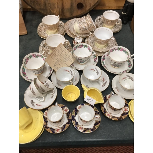 1001 - A LARGE QUANTITY OF CUPS, SAUCERS AND SIDE PLATES TO INCLUDE PORCELAINE DU BERRY, LIMOGES, ARGYLE CH... 