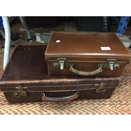 1005 - TWO VINTAGE LEATHER SUITCASES