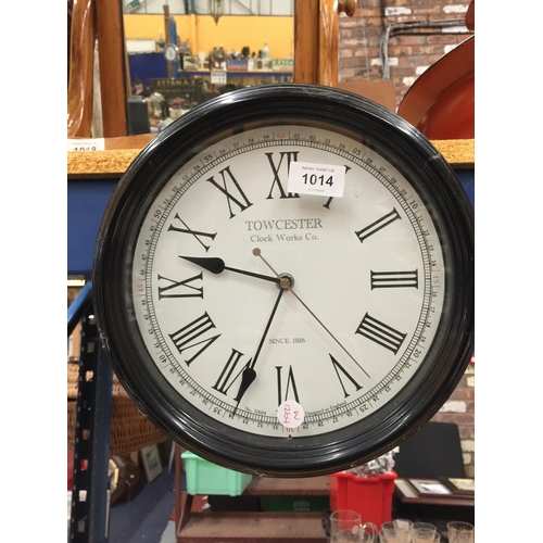 1014 - A VINTAGE STYLE 'TOWCESTER CLOCK WORKS CO' WALL CLOCK