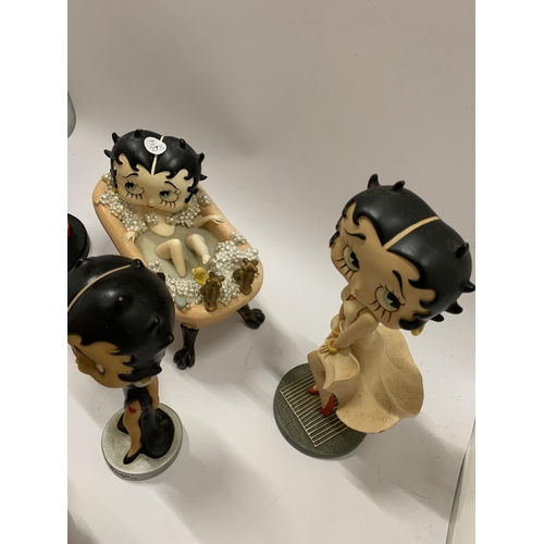 103 - A COLLECTION OF BETTY BOOP ITEMS TO INCLUDE FOUR FIGURES - 1 A/F, BETTY IN A BATH AND A CRUET SET