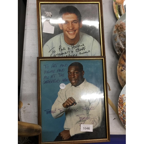 1046 - TWO FRAMED SIGNED PHOTOGRAPHS OF GARY LINEKER AND FRANK BRUNO