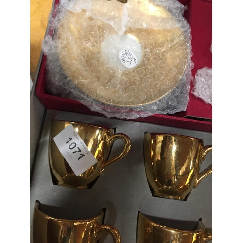 1071 - A LARGE QUANTITY OF BOXED AND UNBOXED ROYAL WORCESTER IN A GOLD COLOURWAY TO INCLUDE CUPS AND SAUCER... 