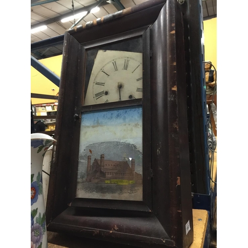 1082 - A VINTAGE JEROME & CO WALL CLOCK IN NEED OF RESTORATION