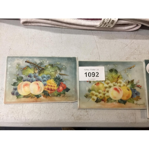 1092 - THREE SMALL HANDPAINTED SIGNED CERAMIC PLAQUES