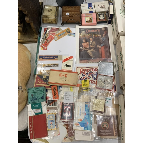 153 - A LARGE QUANTITY OF VINTAGE CIGARETTE PACKETS TO INCLUDE RARE CONGLETON ITEMS, ADVERTISING SHEETS, A... 