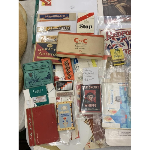 153 - A LARGE QUANTITY OF VINTAGE CIGARETTE PACKETS TO INCLUDE RARE CONGLETON ITEMS, ADVERTISING SHEETS, A... 