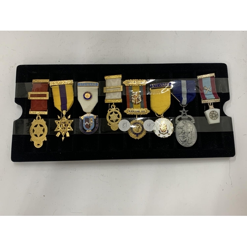 165 - A COLLECTION OF MASONIC MEDALS - 8 IN TOTAL