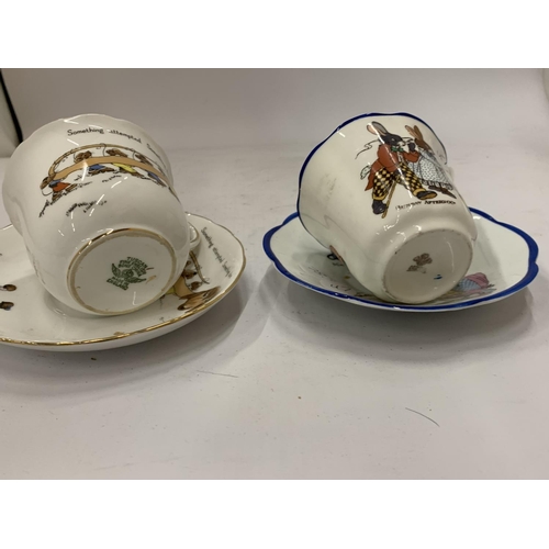 169 - TWO CHINA NURSERY CUPS AND SAUCERS