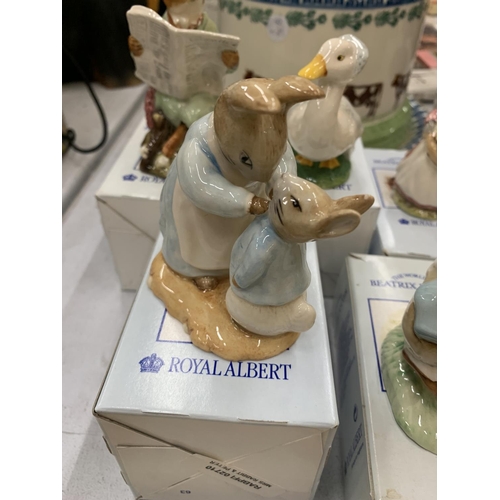 183 - A COLLECTION OF ROYAL ALBERT BEATRIX POTTER FIGURES TO INCLUDE PETER RABBIT, MRS RABBIT AND PETER, G... 