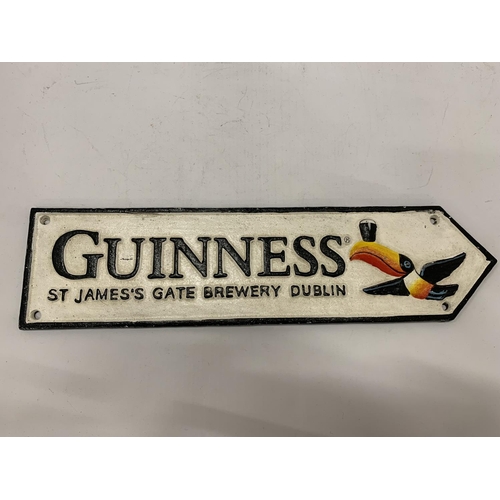 195 - A CAST GUINNESS SIGN 39CM X 10CM