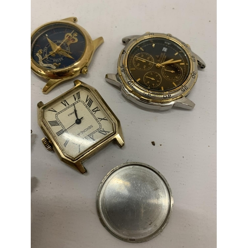 208 - A QUANTITY OF WATCH FACES PLUS A CAT BROOCH