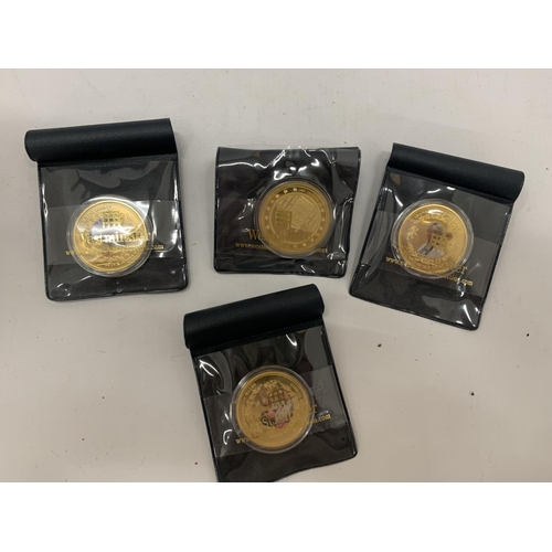 209 - FOUR GOLD PLATED PRINCESS DIANA COMMEMORATIVE COUNS