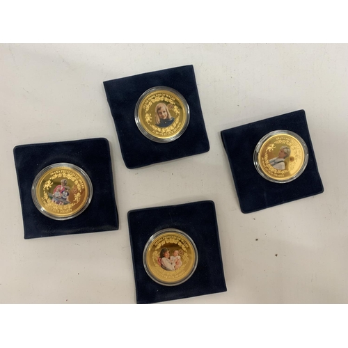 209 - FOUR GOLD PLATED PRINCESS DIANA COMMEMORATIVE COUNS