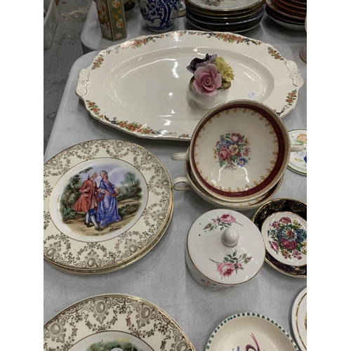 282 - A QUANTITY OF CERAMIC AND CHINA ITEMS TO INCLUDE PLATES, SOUP COUPES, A COFFEE POT, CUP AND SAUCER, ... 