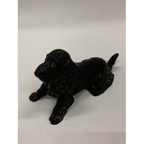 29 - AN UNUSUAL VINTAGE METAL COCKER SPANIEL INKWELL