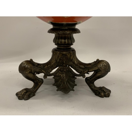 50 - A ORIENTAL BRONZE AND CERAMIC LIDDED POT, HEIGHT 41CM