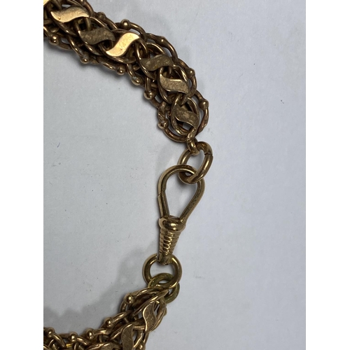 504 - A TESTED 9CT YELLOW GOLD FANCY LINK BRACELET, WEIGHT 10.10G