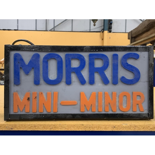 51 - A MORRIS MINI-MINOR ILLUMINATED BOX SIGN, 22 X 44 X 10CM