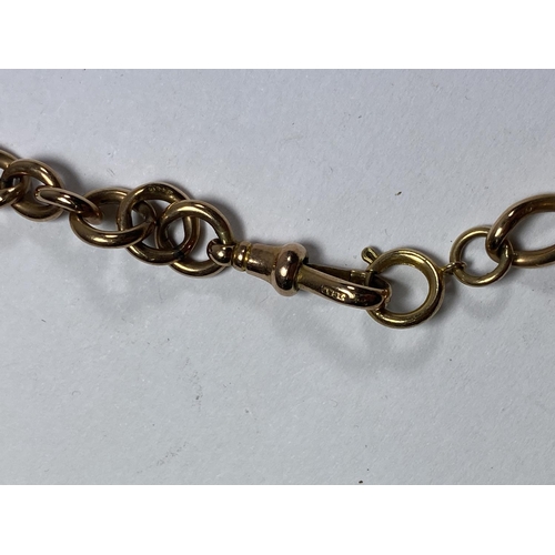 513 - A 9CT YELLOW GOLD ALBERT CHAIN IN BOX, TOTAL WEIGHT 39.5G