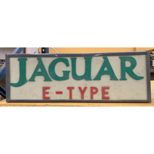 54 - A JAGUAR E-TYPE ILLUMINATED BOX SIGN, 23 X 67 X 10CM