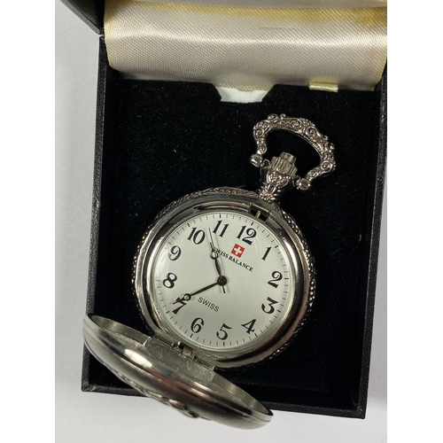 638 - A BOXED SWISS BALANCE POCKET WATCH