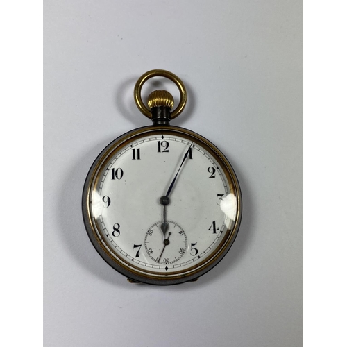 639 - A VINTAGE GUN METAL POCKET WATCH